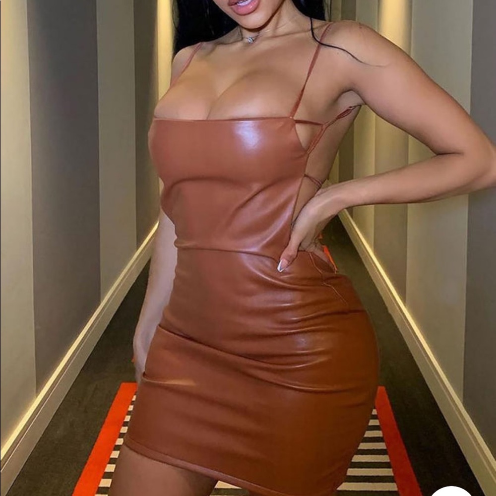 SALE!!! NWT Sleek Faux Leather Mini Dress